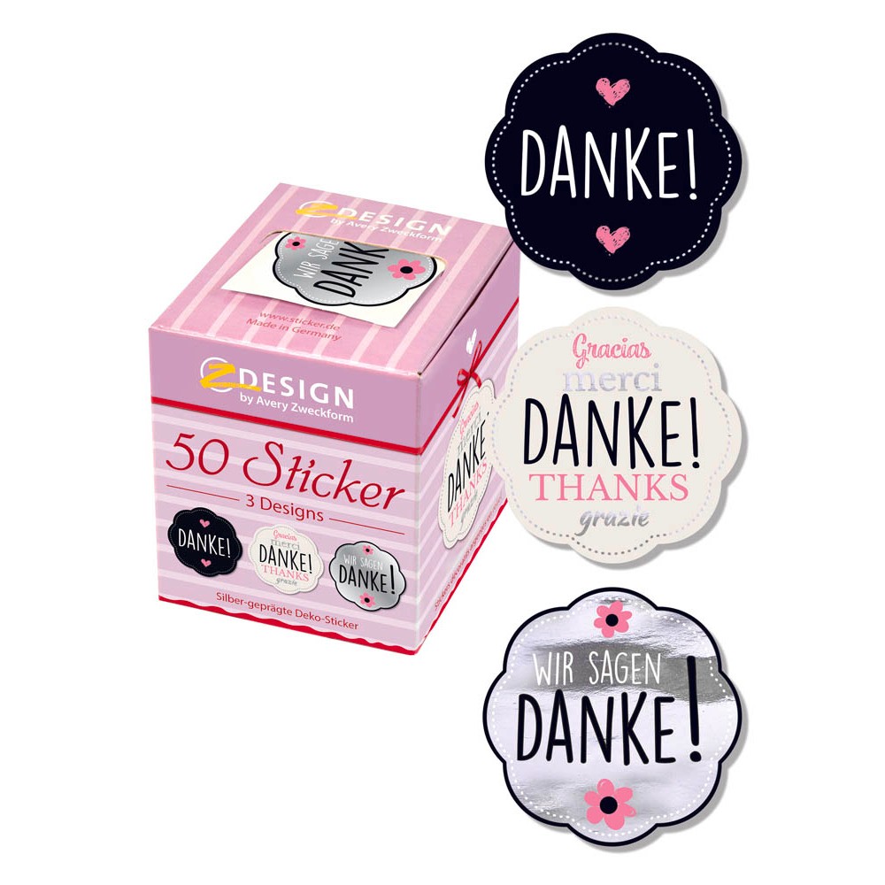 Avery Zweckform 56856 Danke Aufkleber (1 Rolle a 50 Stück)
