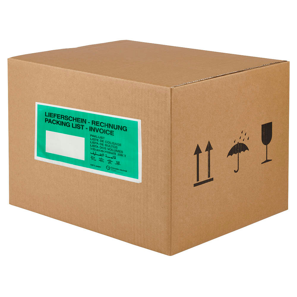 WIHEDÜ Lieferschein-/ Rechnungstasche DIN lang selbstklebend - 250 Stk.