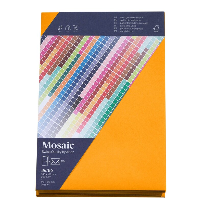 artoz Faltkarten mit Briefumschlägen Mosaic 943601-227 papaya DIN B6, 10 St.