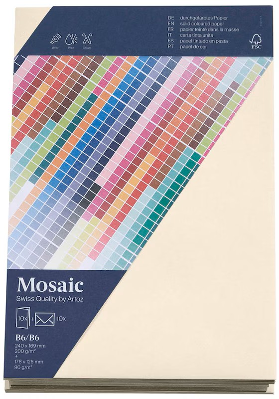artoz Faltkarten mit Briefumschlägen Mosaic 943601-241 elfenbein DIN B6, 10 St.