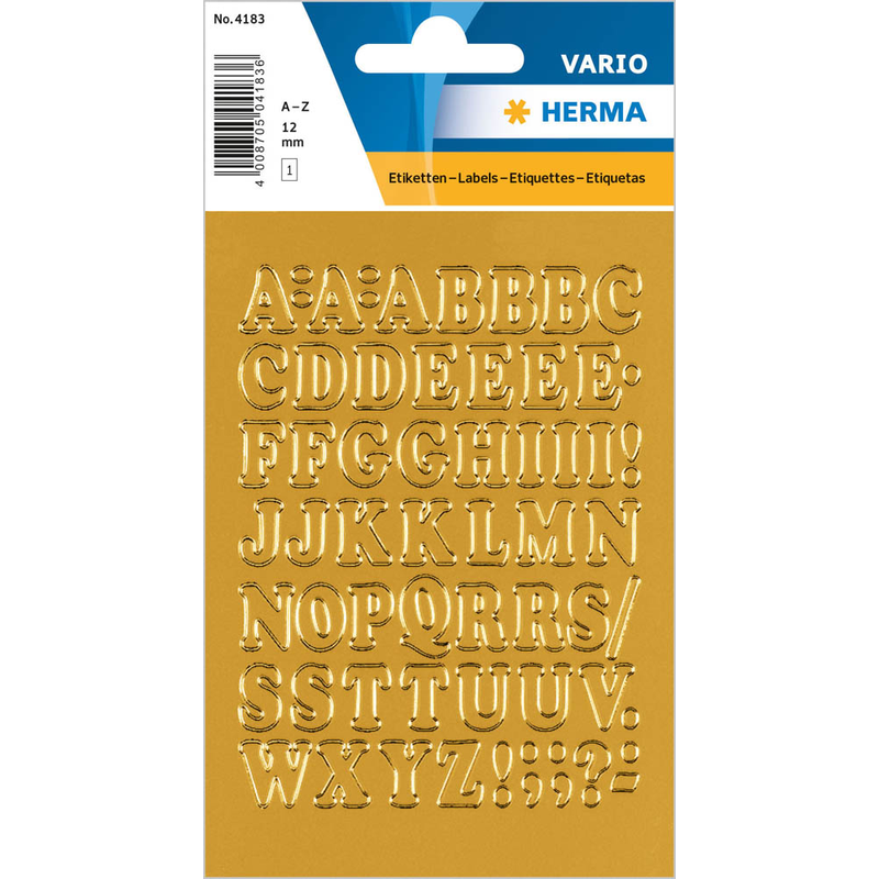 HERMA Klebebuchstaben 4183 Buchstaben A-Z, gold 10,0 mm, 56 Etiketten