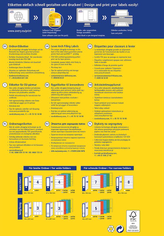 AVERY Zweckform Ordneretiketten L4761-25 weiß, 30 Blatt