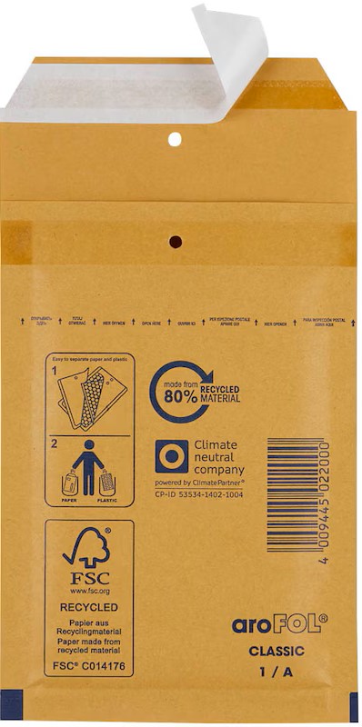 aroFOL® CLASSIC Luftpolstertaschen 1/A braun für DIN A7, 200 St.