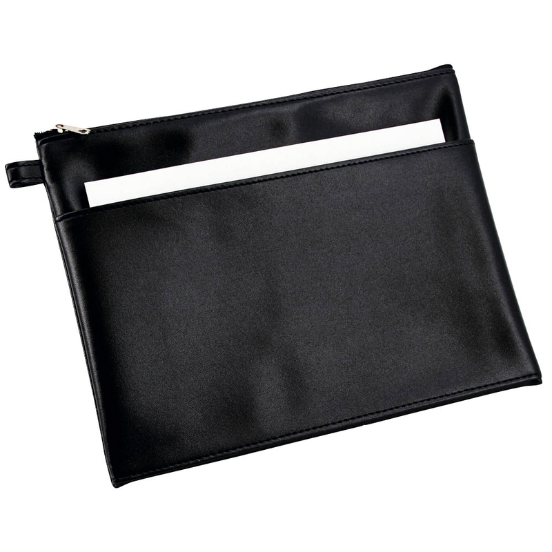 Alassio Reißverschlussbeutel schwarz Leder 24,0 x 18,0 cm, 1 St.