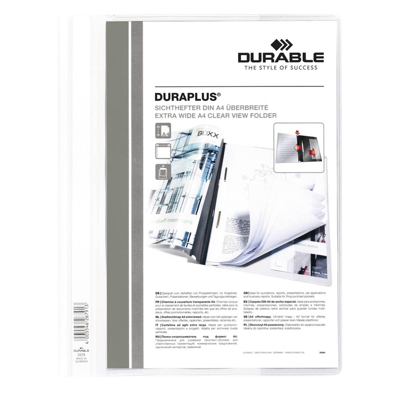 DURABLE Präsentationshefter DURAPLUS Kunststoff weiß DIN A4 überbreit, 25 St.