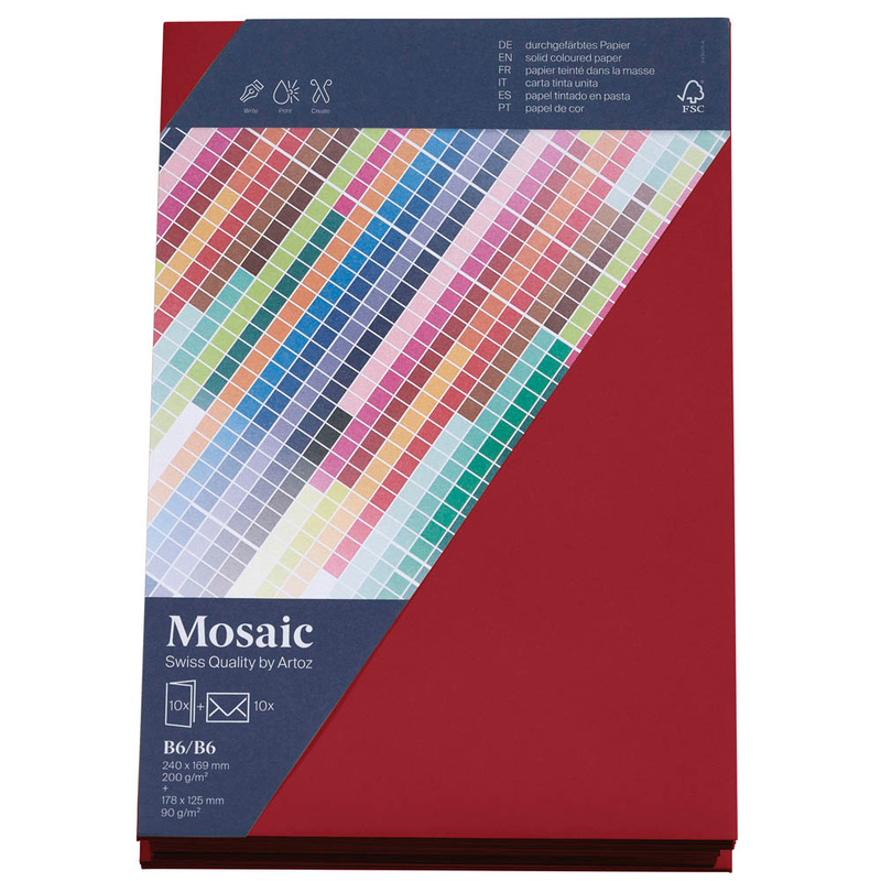 artoz Faltkarten mit Briefumschlägen Mosaic 943601-487 weinrot DIN B6, 10 St.