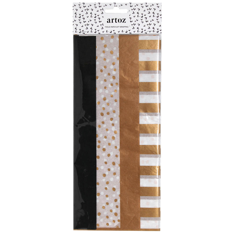 artoz Seidenpapier sortiert kupfer/schwarz/weiß, 50,0 x 70,0 cm