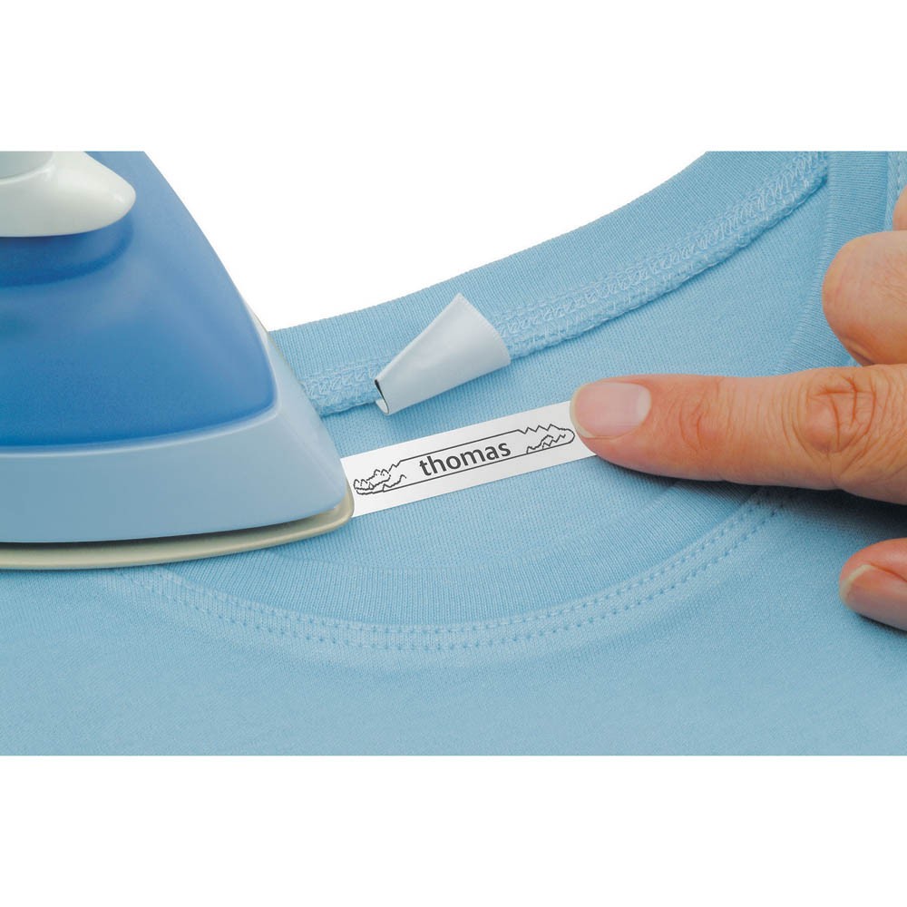 Dymo LetraTag Textil-Schriftband 18768 geeignet für LT-100H / LT-100T (Schwarz auf Weiß)