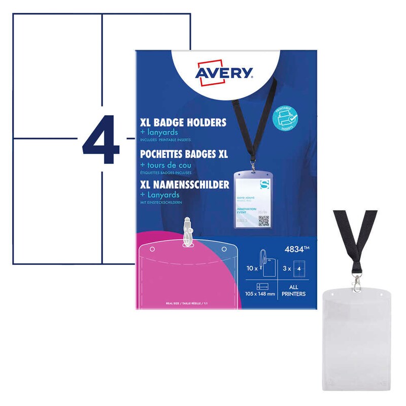 AVERY Zweckform Namensschilder mit Textilband 10,5 x 14,8 cm, 3 Blatt