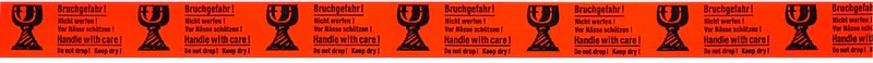 SUPRA Warnklebeband Bruchgefahr! Nicht werfen! leuchtorange 50,0 mm x 66,0 m 1 Rolle