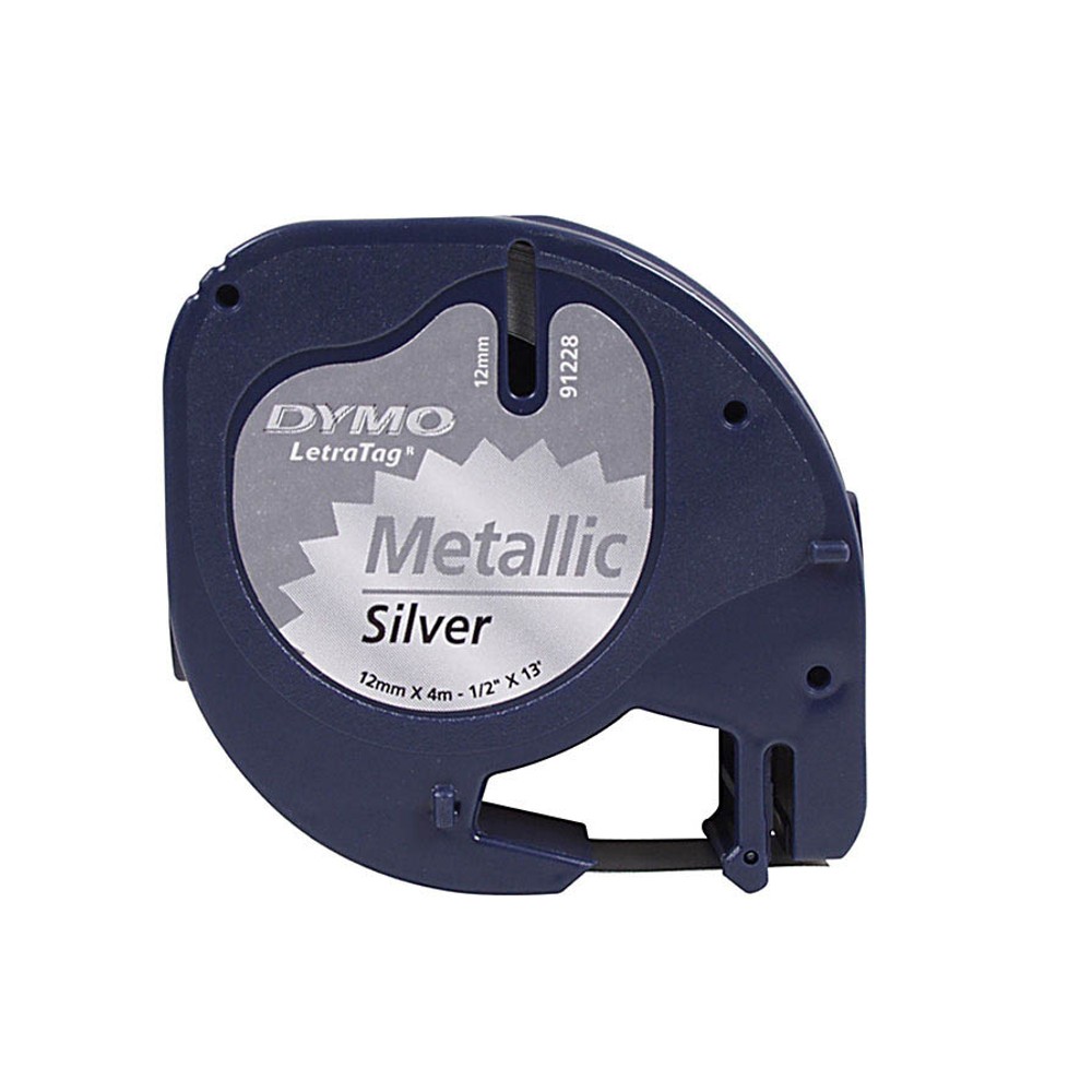 Dymo LetraTag Beschriftungsband 91228 geeignet für LT-100H / LT-100T (schwarz auf silber)