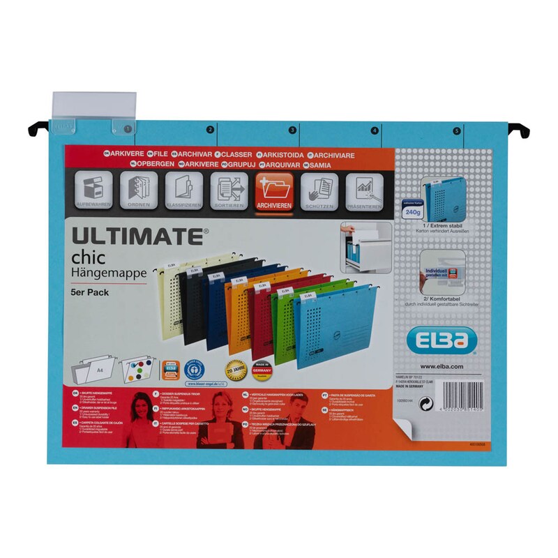 ELBA Hängemappen chic ULTIMATE blau, 5 St.