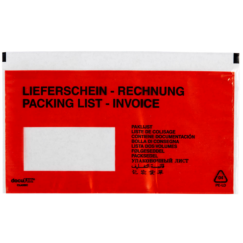 docuFIX® CLASSIC Lieferscheintaschen plus Kunststoff DIN lang 250 St.
