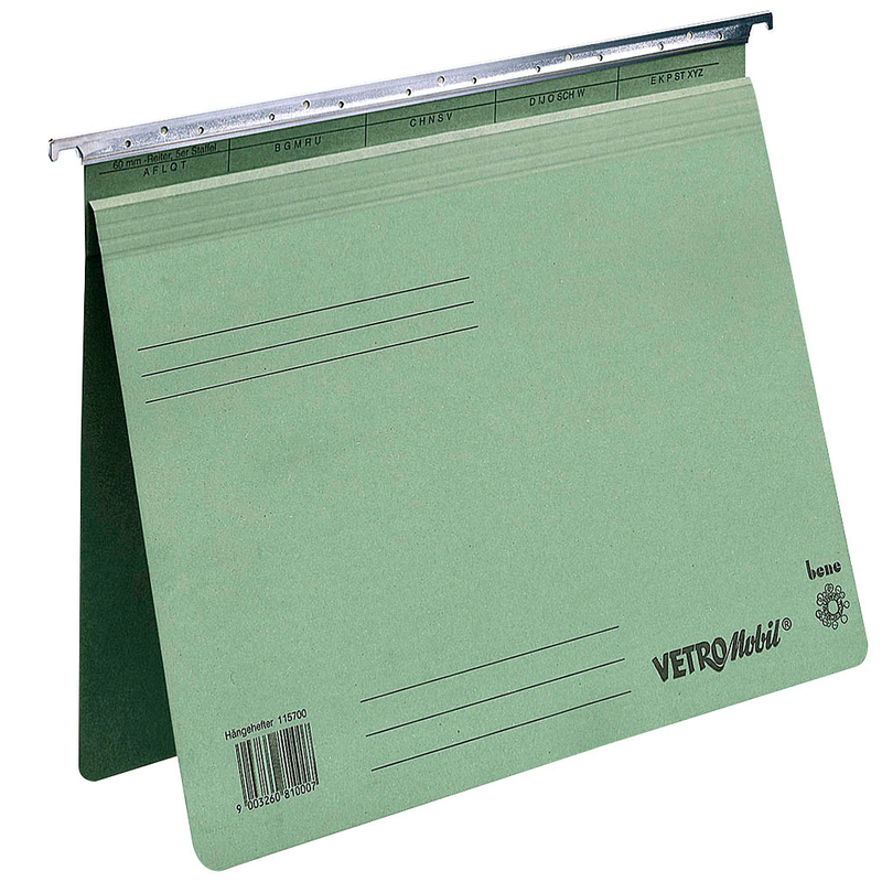 bene Hängehefter Vetro Mobil Karton moosgrün DIN A4 1x kaufmännische Heftung, 50 St.