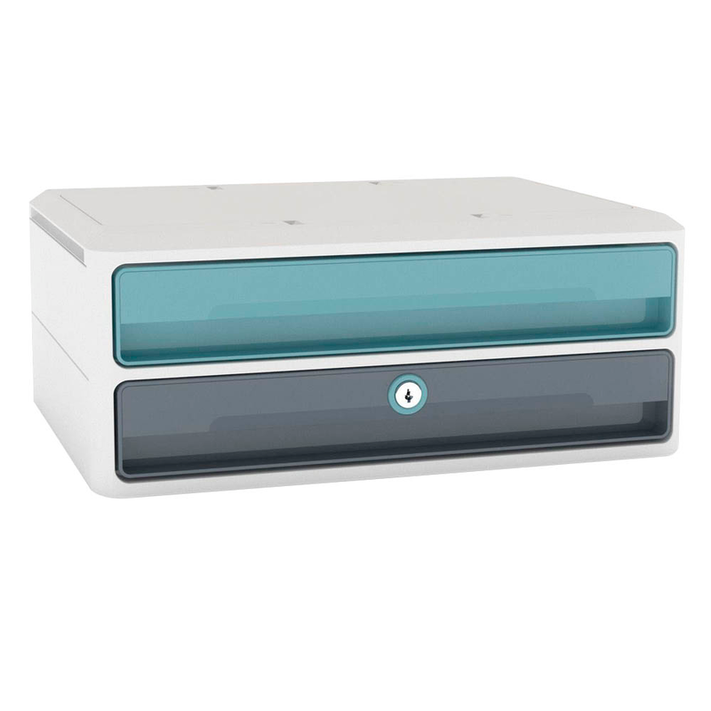 cep Schubladenbox MoovUp mit Schloss  mint, grau 1091112961, DIN A4 quer mit 2 Schubladen, 1 St.