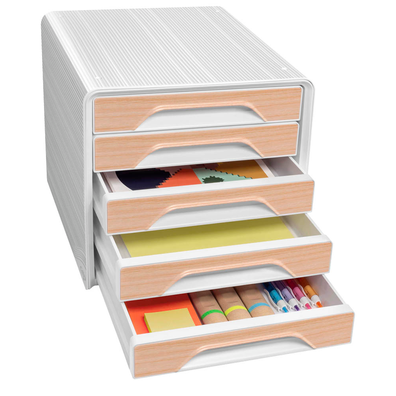 cep Schubladenbox Smoove  weiß/Buche 1071111021, DIN A4 mit 5 Schubladen, 1 St.