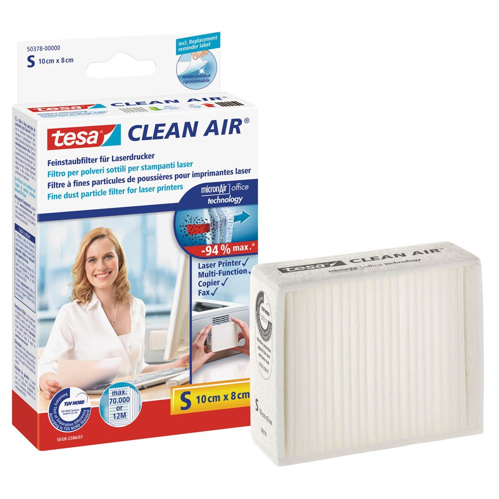 Tesa Clean Air 50378 Feinstaubfilter für Laserdrucker, Kopierer und Fax (Größe S)