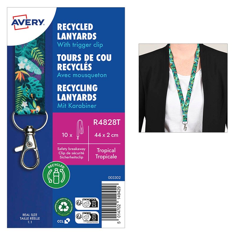 AVERY Zweckform Lanyards Tropical R4828T, Textilband, grün, 10 St.