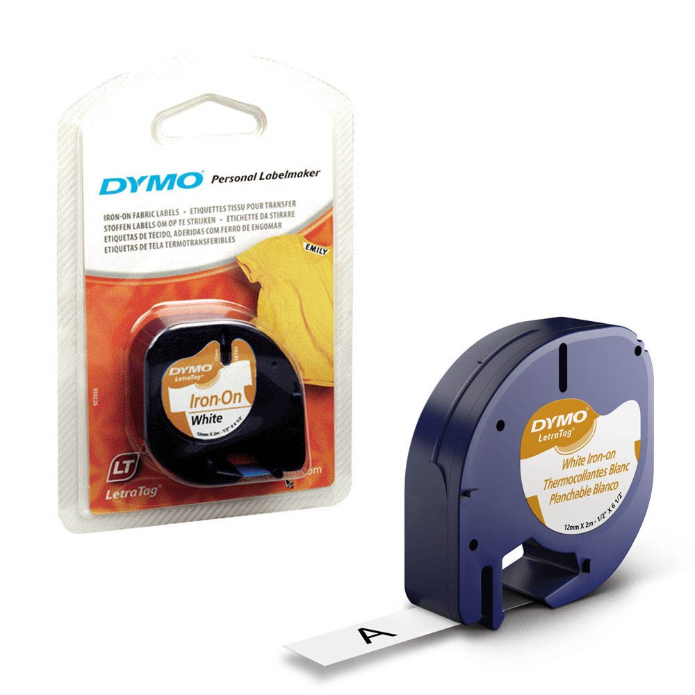 Dymo LetraTag Textil-Schriftband 18768 geeignet für LT-100H / LT-100T (Schwarz auf Weiß)