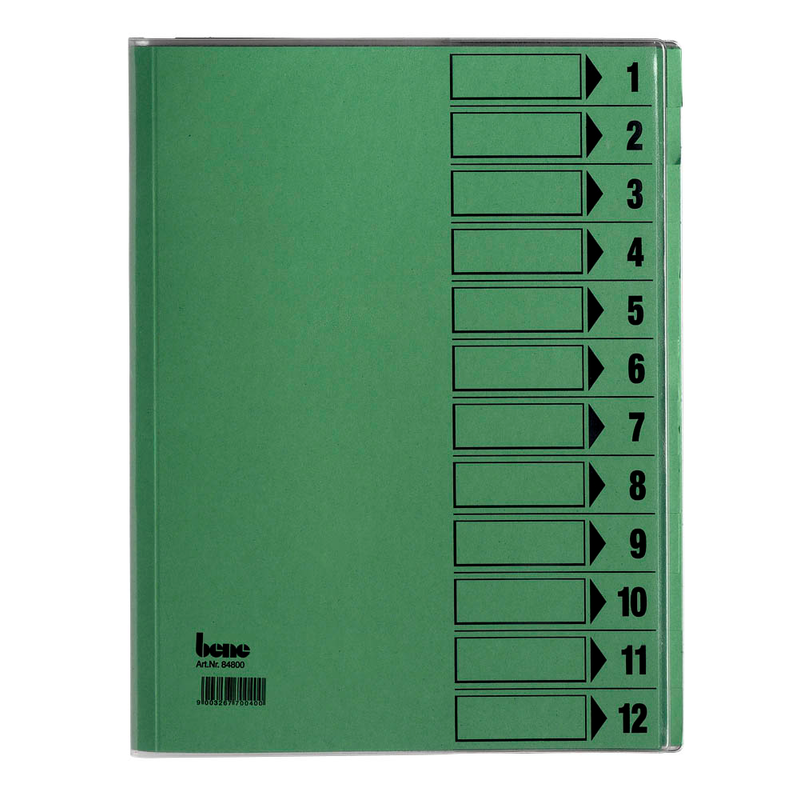 bene Ordnungsmappe 12 Fächer grün, 1 St.