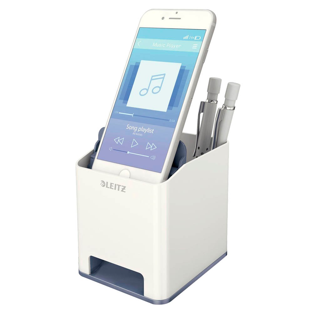 Leitz Stiftehalter WOW Duo - mit integrierten Mobiltelefon-Fach weiss/grau