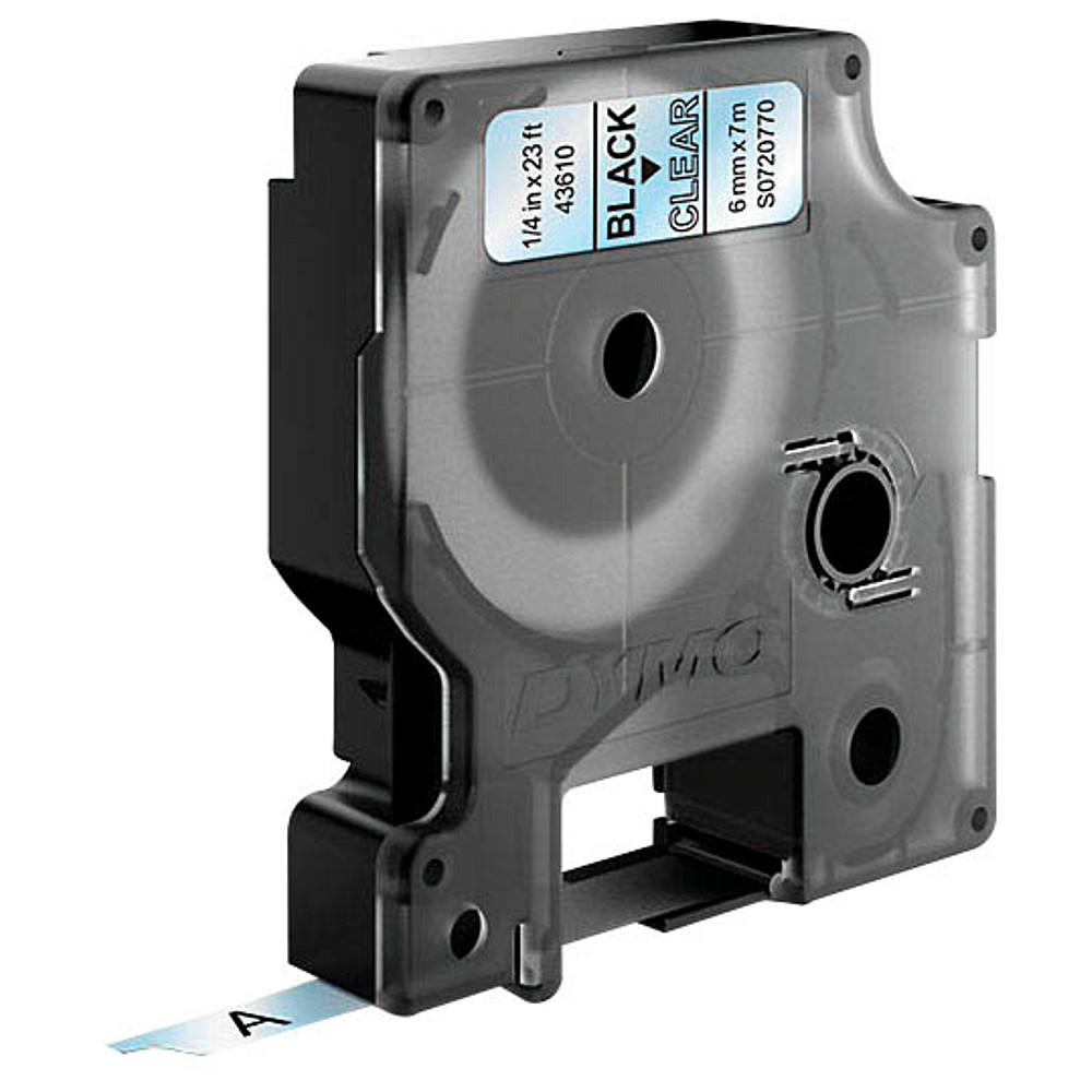 Dymo D1 43610 / S0720770 Schriftband 6mm Schwarz auf Transparent