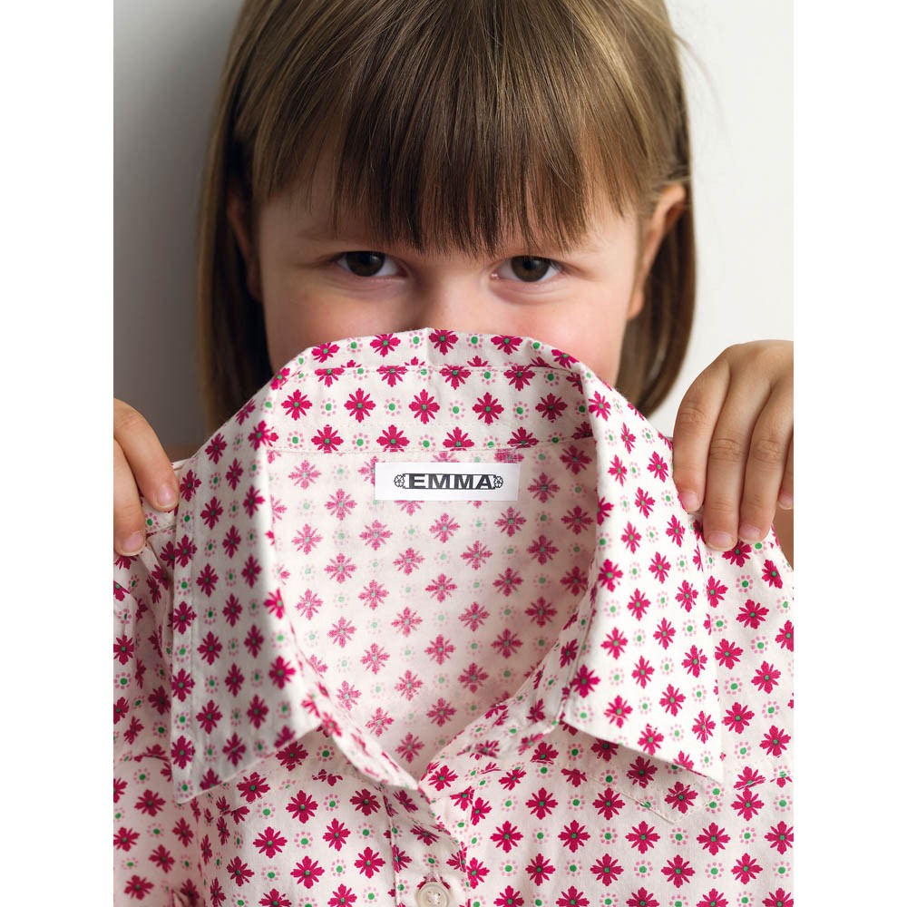 Dymo LetraTag Textil-Schriftband 18768 geeignet für LT-100H / LT-100T (Schwarz auf Weiß)