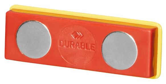 DURABLE Selbstklebende Magnete rot/gelb, 10 St.