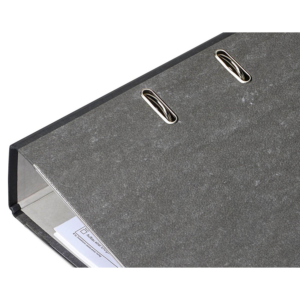 Ordner DIN A4 grüner Balken breit Rückenbreite 8,0 cm schwarz / wolkenmarmor