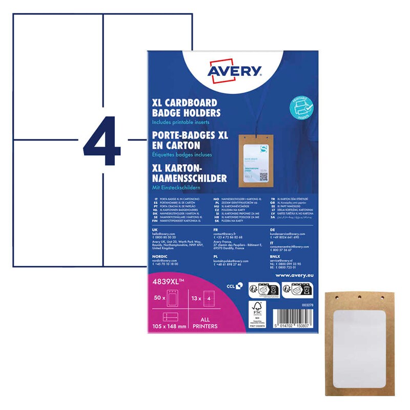 AVERY Zweckform XL Karton Namensschilder 14,8 x 10,5 cm, 13 Blatt