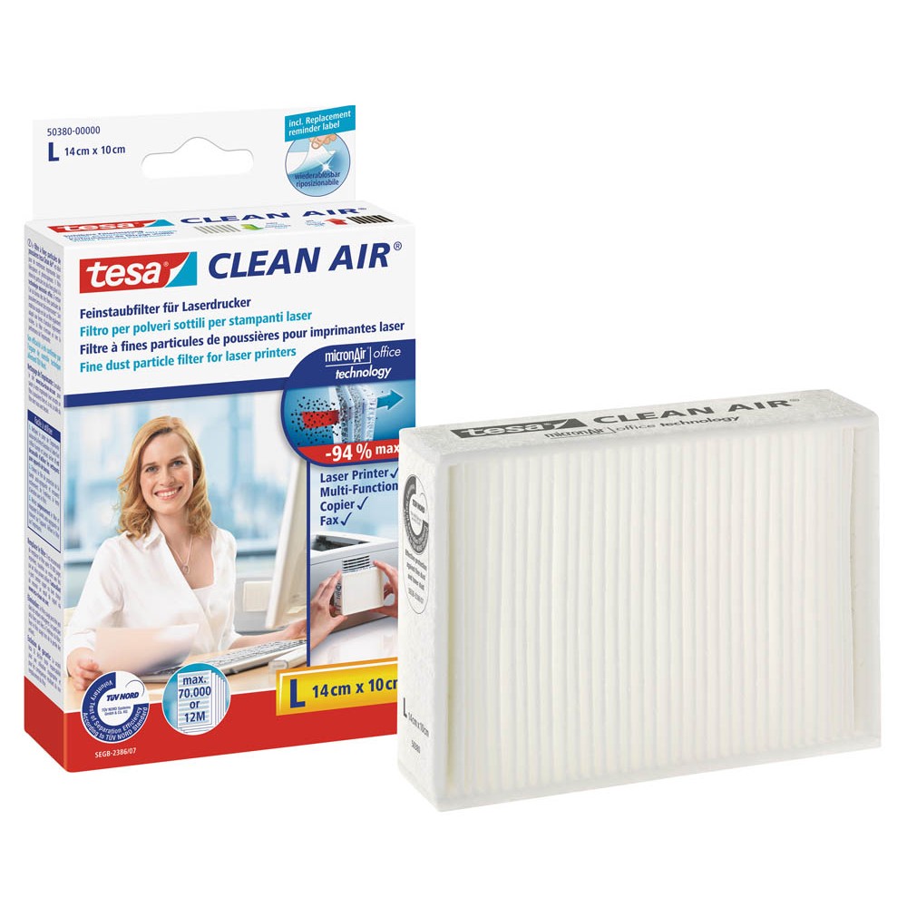 Tesa Clean Air 50380 Feinstaubfilter für Laserdrucker, Kopierer und Fax (Größe L)